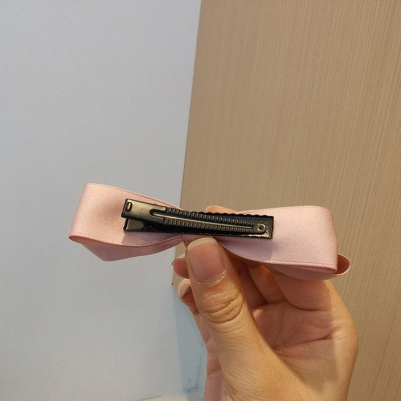 Korean Cute Pink Ribbon Bow Hairpin for Women Girls Vintage Bowknot Side Hairpin Head Top Clip Headdress Hair Accessories