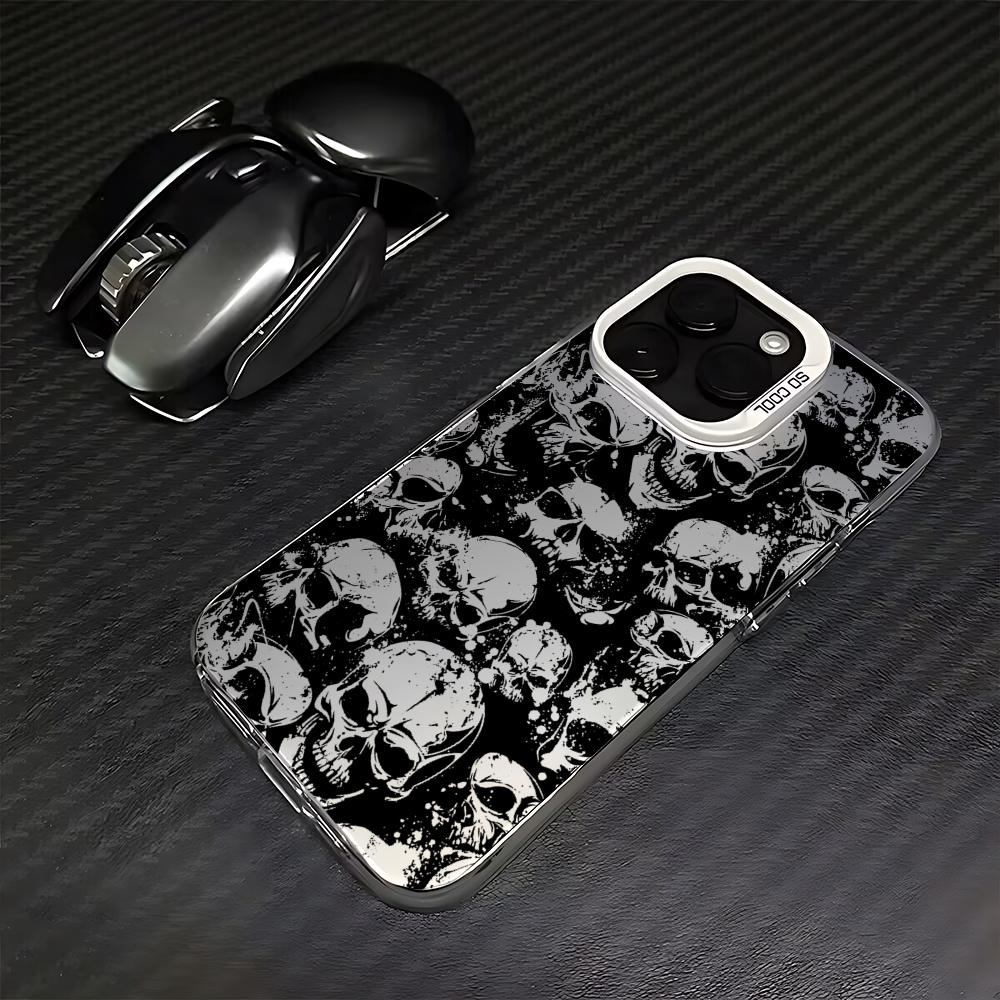 Черный чехол для телефона с черепом для Samsung S25 S24 Ultra S23 S22 S21 S20 S24FE S23FE S21FE Note 20 Матовая противоударная задняя крышка