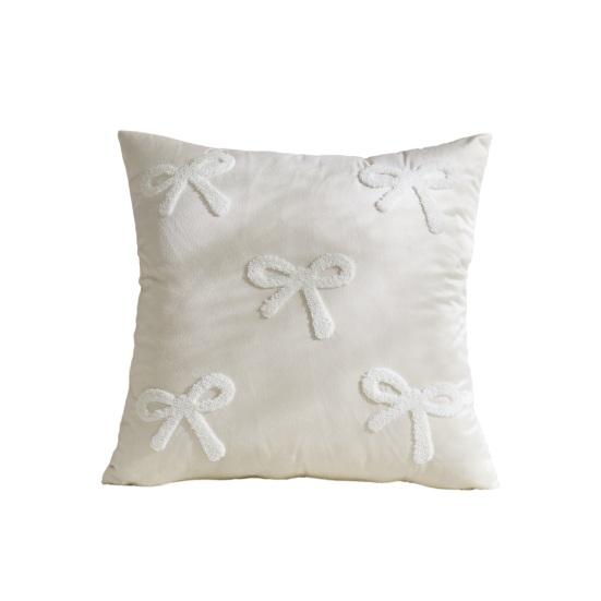 Наволочка декоративная бархатистая мягкая с узором в виде бантиков разных размеров чехол для подушки диван спальня