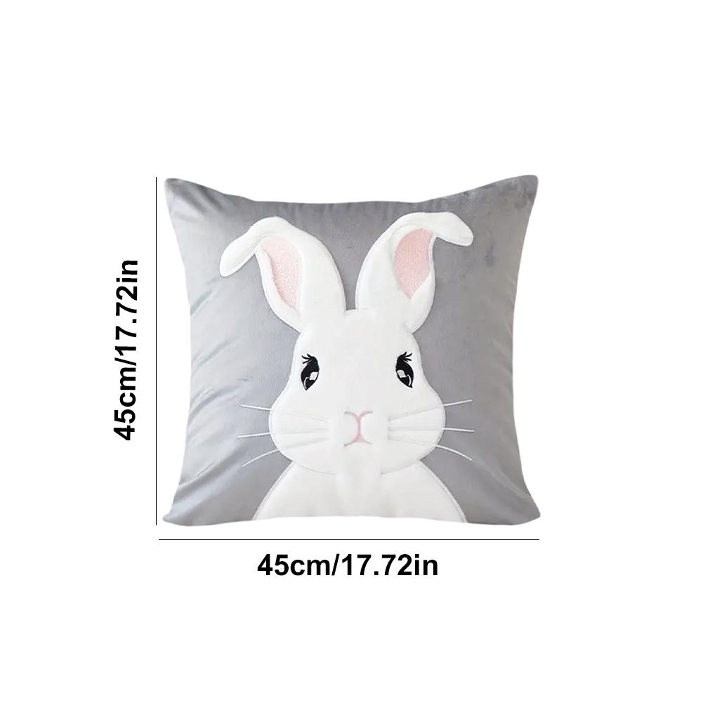 Easter Rabbits Throw Pillow Cover 45x45cm Happy Easter Pillow Cover Bunny Soft Cushion Case Decorative Pillow Covers for Home