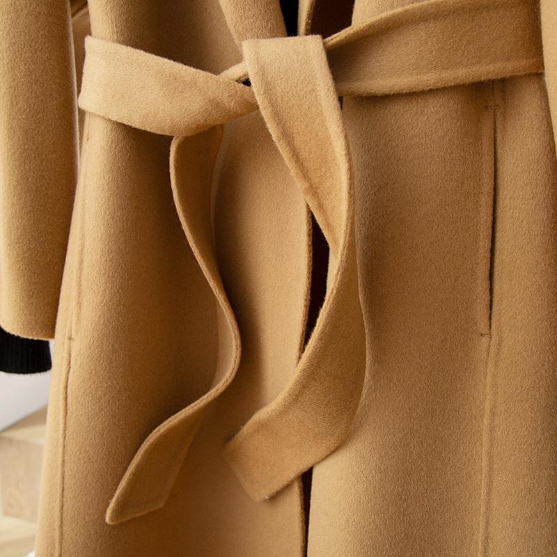 Женское пальто из 100% шерсти TIDENOVEL Осеннее шерстяное длинное пальто Ручной работы Пальто-бушлат Зимняя теплая шерстяная длинная куртка Пальто