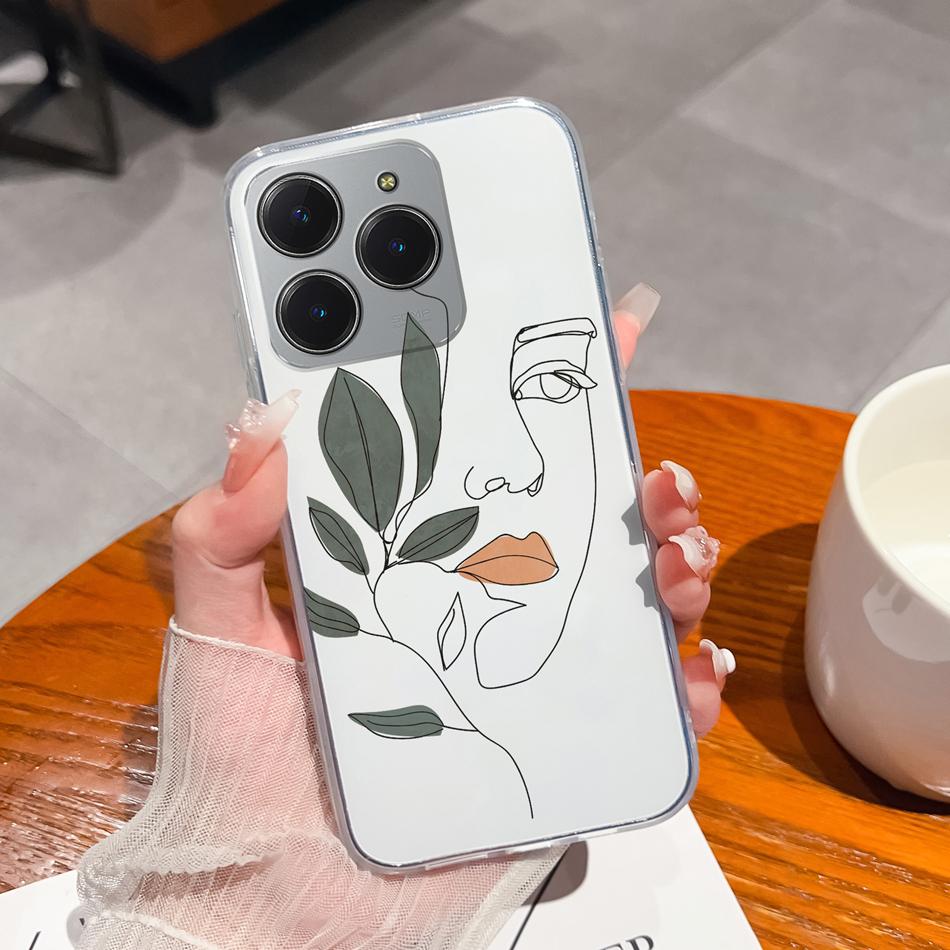 Simple Creative Case For Realme C63 C61 Transparent Back Cover For Realme C 61 C 63 Soft Slim Silicone Shockproof Funda Bumper