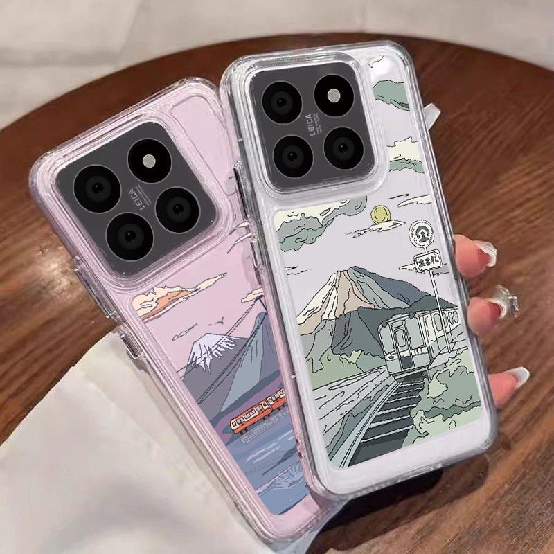 Прозрачный чехол для телефона с рисунком анимационных гор для Xiaomi 13T 11T Poco F6 X6 X5 Pro Redmi Note 13 12 Pro 11 10, мягкий силиконовый противоударный прозрачный чехол
