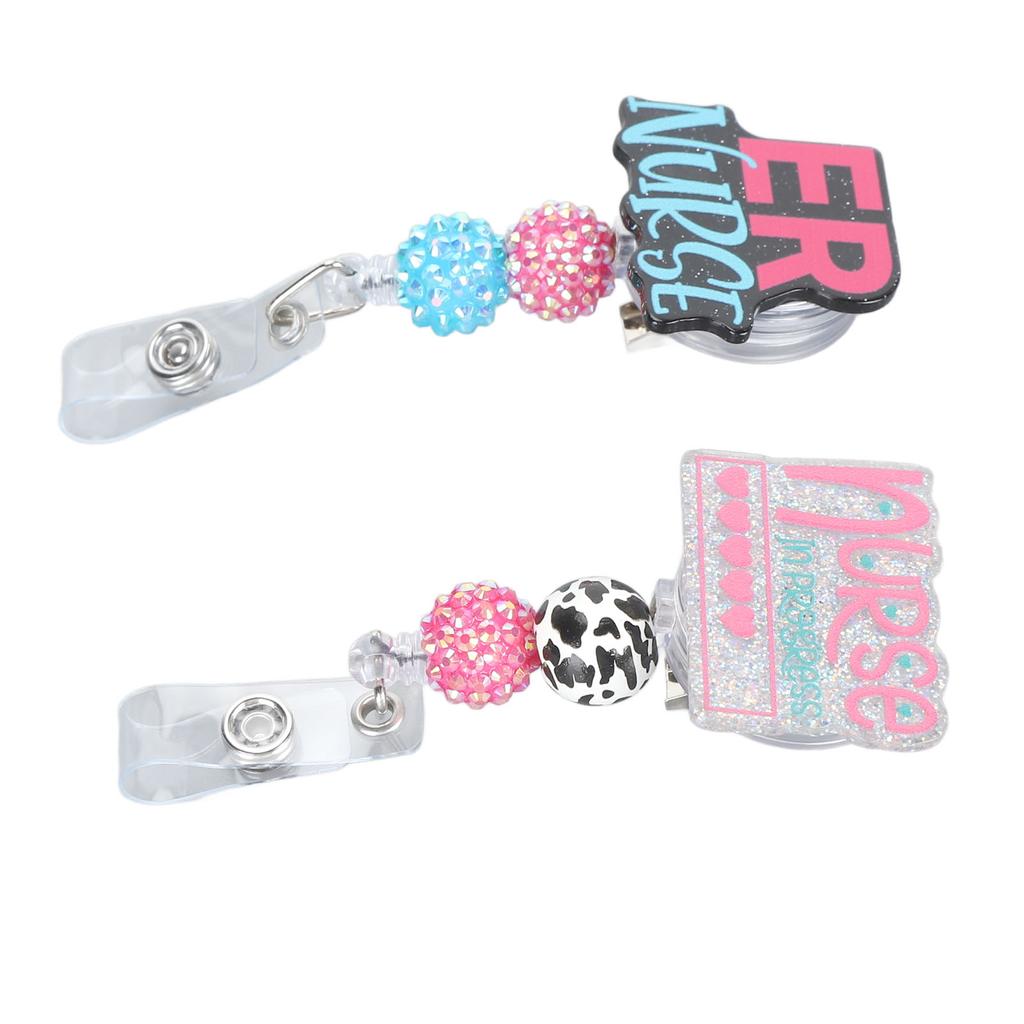 Держатель катушки для значка медсестры, выдвижной, расписанный вручную, бисерный, зажим для катушки для значка студента-медсестры для сестринского дела