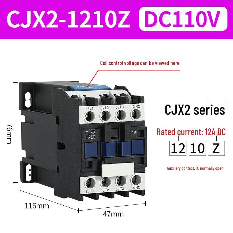 DC Контактор CJX2: Модели 1210, 0910, 1810, 2510 - Варианты напряжения: 12В, 24В, 48В, 110В, 220В, 380В