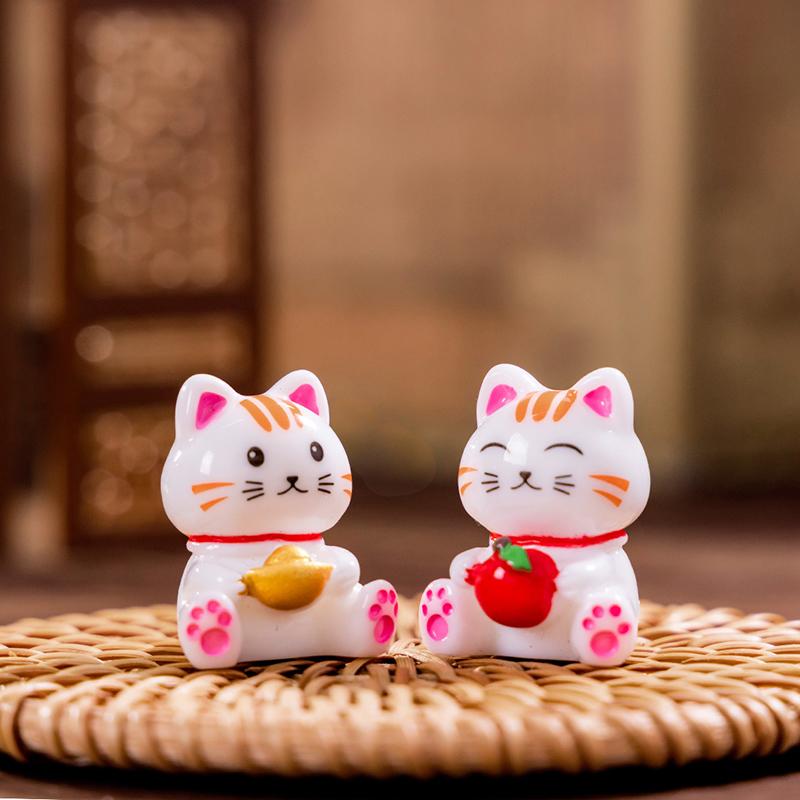 Мини Lucky Fortune Cat Миниатюрные ландшафтные аксессуары Автомобильные декоративные украшения Уличное украшение для сада своими руками