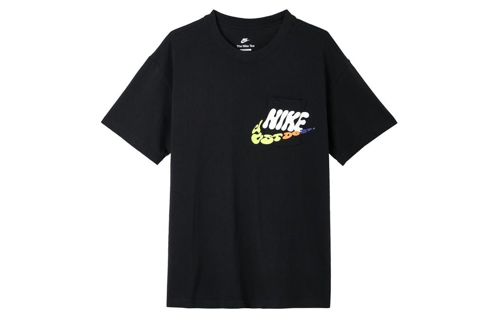 Nike Футболки Мужские Черные С Круглым Вырезом Умеренный Прямой Крой DJ1344-010