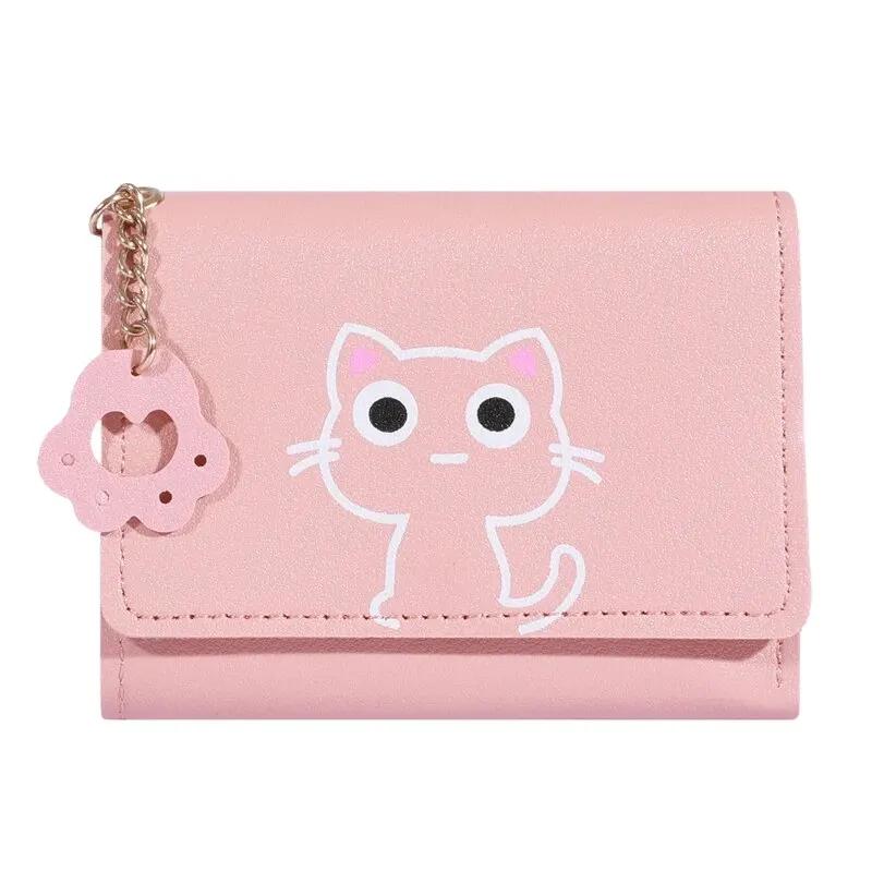 Новый маленький кошелек женский кошачий короткий сгиб персонализированный студенческий милый мини модный кошелек нулевой кошелек