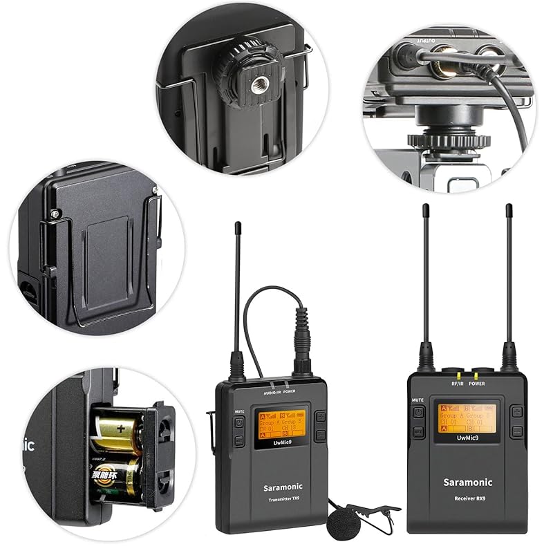Saramonic UwMic9 KIT1 UHF Wireless Microphone SLR Lavalier Microphone Recording Microphone 1 Transmitter & 1 Receiver Low Latency Transmission