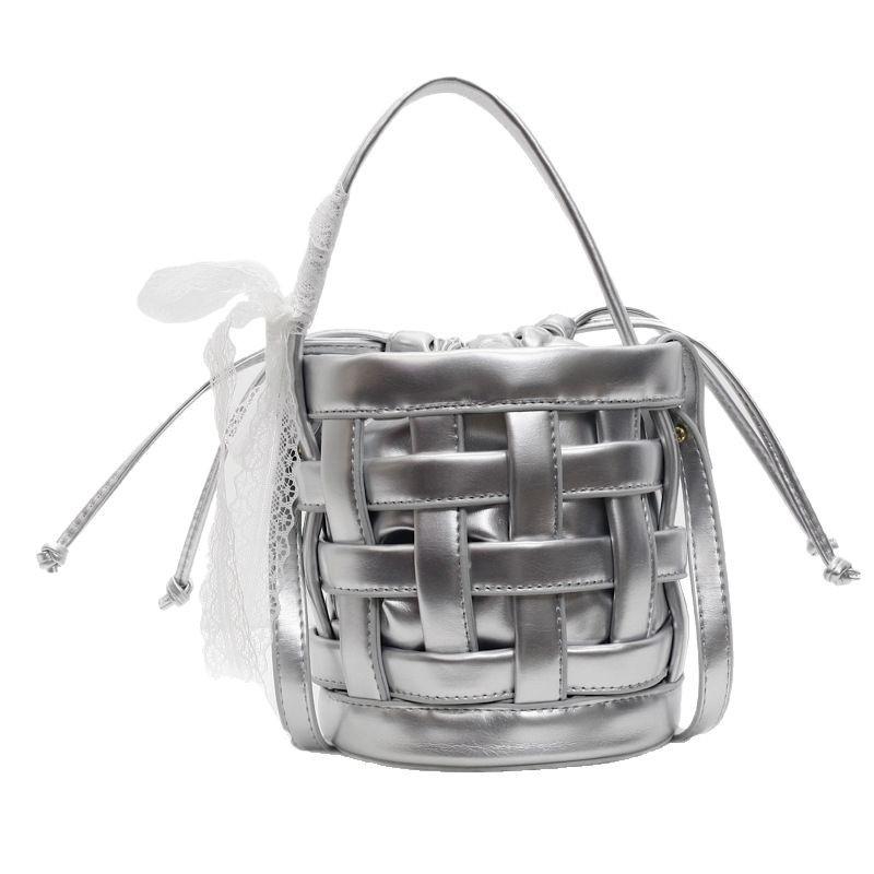 Корейская версия нишевой сумки-ведра для ношения в руке, женская, трендовая, универсальная, модная плетеная сумка, в иностранном стиле, через плечо