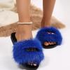 Fashion Women Summer Casual Fluffy Slippers with Fur Flat Non-Slip Slippers Furry Large Size Shoes Fur Slides Women Zapatos De Mujer