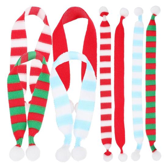 8 шт. Рождественский миниатюрный шарф Санта-Клауса, чучело медведя, многофункциональное рождественское украшение для бутылок вина, домашние животные, поделки