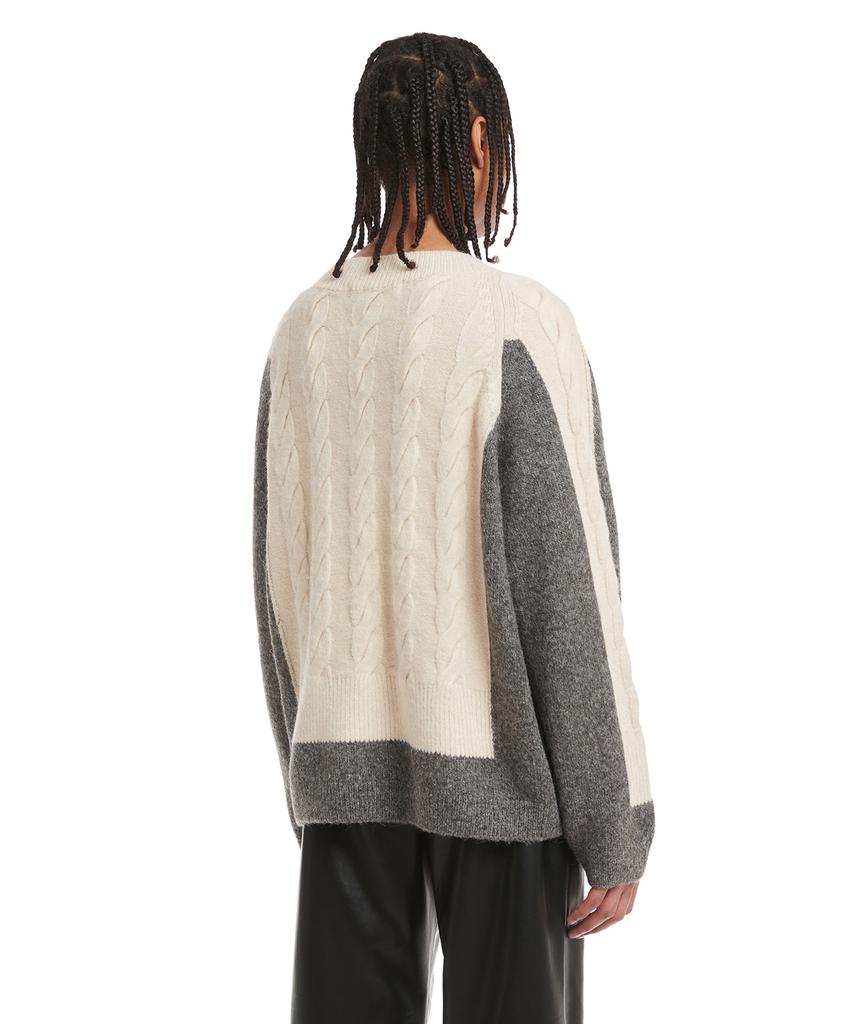 TRUNK PROJECT Gray V Neck Cable Knit Sweater