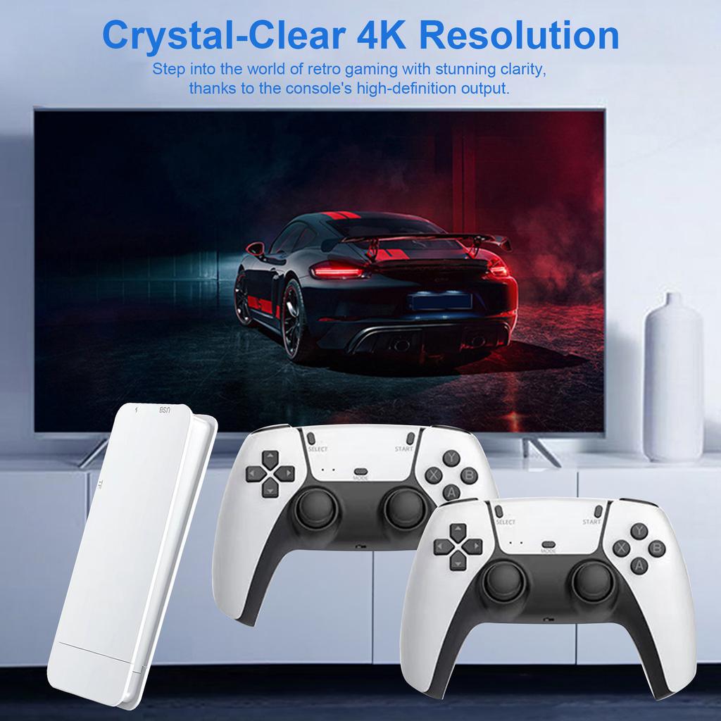 Wireless Gaming Console, Retro Game Stick, 4K HD Plug-and-Play TV Video Gaming Stick, 10 Emulators,