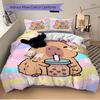 3PCs Bubble Tea, Cute Capybara Design Cover Set, Breathable Fabric, Machine Washable (1 Duvet Cover + 2 Pillowcases) (Without Quilt) yy250911144