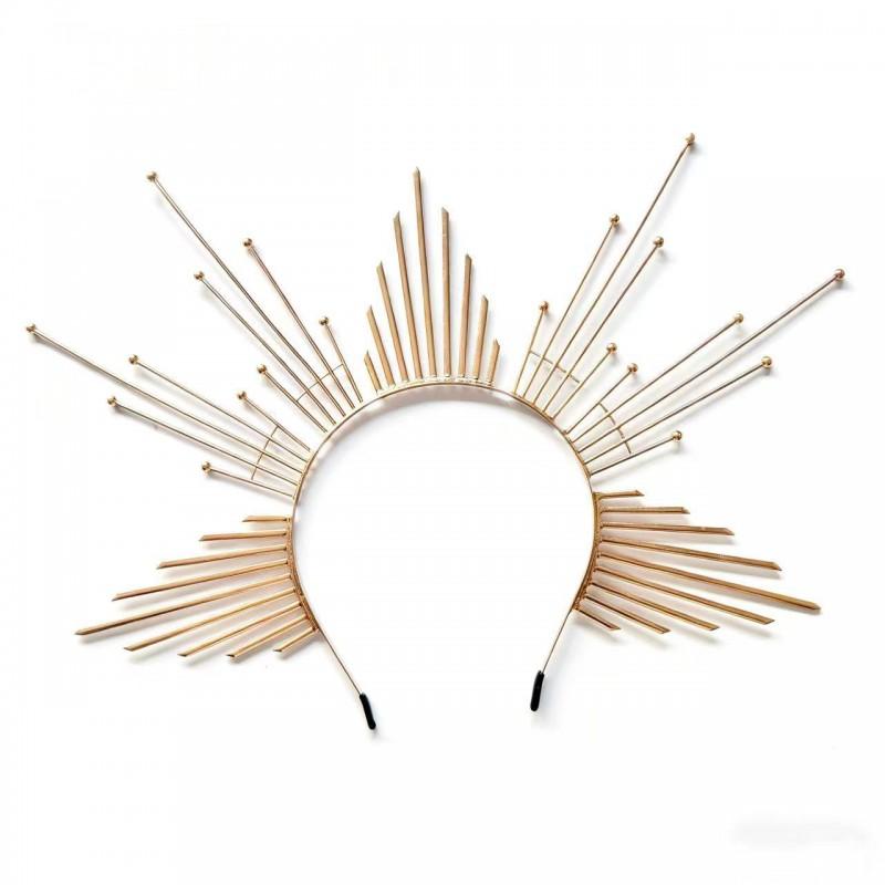 Gold Alloy Halo Crown Headband Halloween Costume Witch Accessory Fashion Statement Headpiece