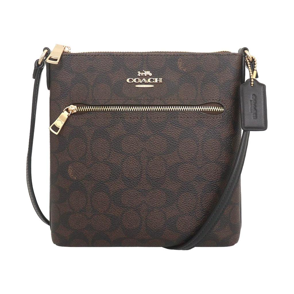 Coach Bag FCW325 CW325 Walnut X Black Signature Coated Canvas Leather Rowan File Bag Ladies [Coach] (Shoulder Bag) [Outlet Product] [Brand] [Item]
