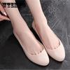 Ladies Sandals Summer Black Fashion PVC Material Crystal Jelly Gum Shoes Flat Heel Flat Cover Foot Non-Slip Rain Boots