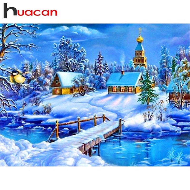 Набор алмазной мозаики зимние пейзажи