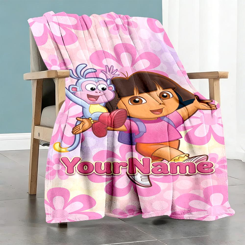 Dora Explorer Personalized Name Blanket Throw Personalized Blanket Soft Warm Cozy Throw For Bed Bedding Livingroom Office Chair