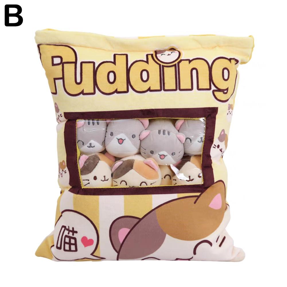 Creative Cat Snack Pillow Pudding Decorative Stuffed Dolls With Cat Pudding Kawaii Toy Cute Plush Plush Pillow Animal Gifts New
