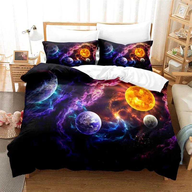 Starry Sky Duvet Cover Boundless Abstract Galaxy Bedding Set Microfiber Space Universe Star Quilt Cover Twin Queen For Kids Teen