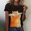 3D Printed Funny Cat T-Shirt For Women Cute Pet Animal Pattern Tees Summer Casual Short Sleeves Oversized T Shirts O-Neck Tops