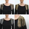 Rhinestone Tassel Epaulette Long Chain Shoulder Jewelry Delicate Shoulder Brooch  Men Women