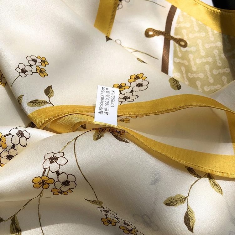 Hangzhou Silk Scarf Silk Mulberry Silk Small Square Scarf Women Versatile Korean Version Gentle Nostalgic Multi-Functional Professional Scarf