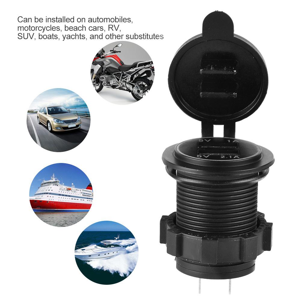 Waterproof Dual USB Charger Socket Power Outlet 3.1A With LED Indicator for Car Boat Mobile