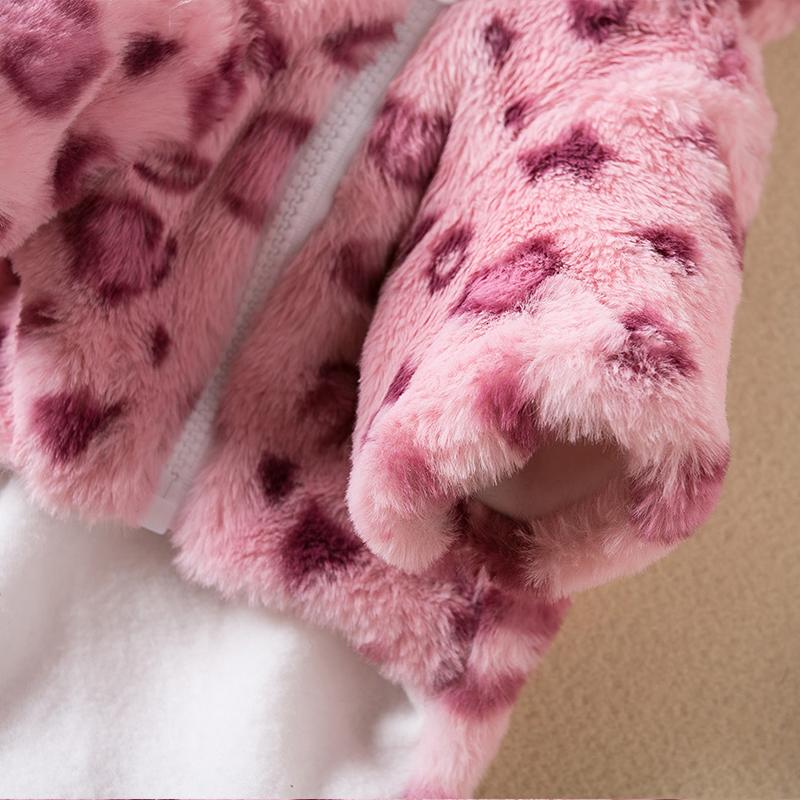Fashion Leopard Dog Coat Winter Pet Warm Fleece Hoodie Dog Coat Jacket French Bulldog Clothing Small Dogs Pets Costume Cute Pink