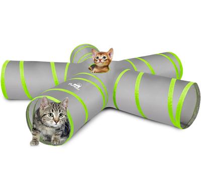 Туннель для кошек Pawaboo, 5-ходовой спиральный туннель для кошек с 1 отверстием, складная игрушка для кошек, серый и зеленый