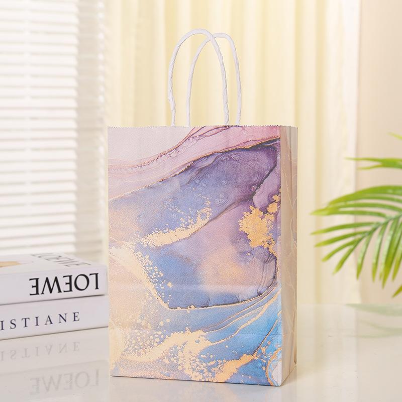 5 шт. подарочный пакет из крафт-бумаги с мраморным дизайном и ручкой, упаковочные пакеты для вечеринки по случаю дня рождения, свадебные подарки для гостей, принадлежности для Ид Рамадана