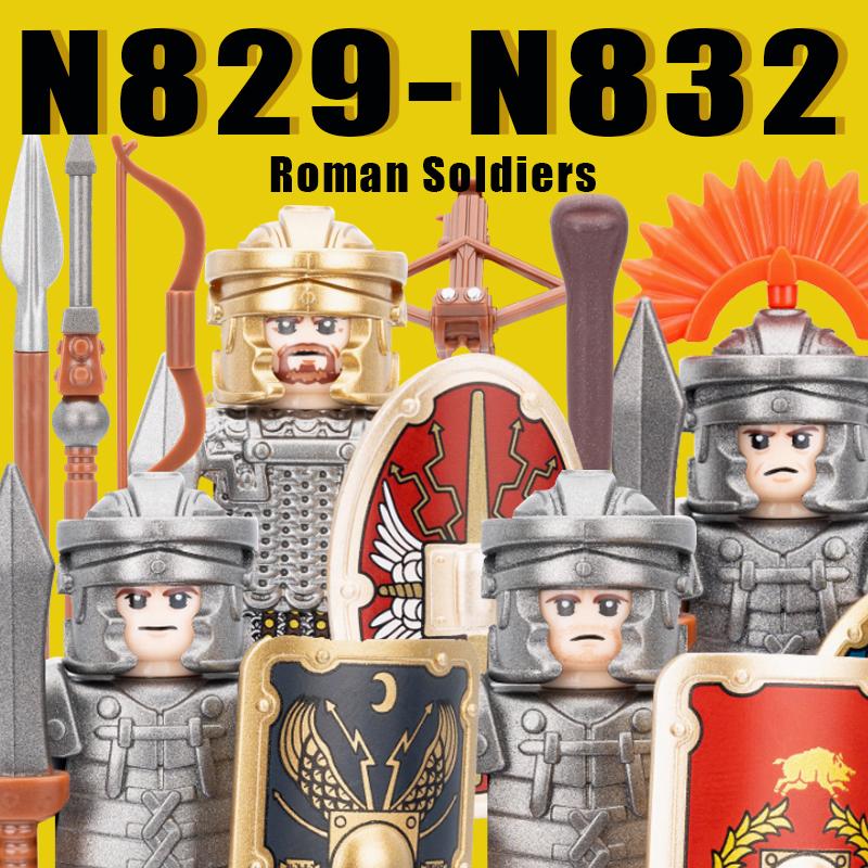 Средневековые Военные Рим Рыцари Строительные Блоки Замок Армия Воин Солдат Фигурки Арбалетчик Щит Меч Легион Блоки Игрушки
