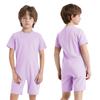 Kids Girls Boys Adaptive Clothing Round Neck Short Sleeve Back Zipper Solid Color Jumpsuit