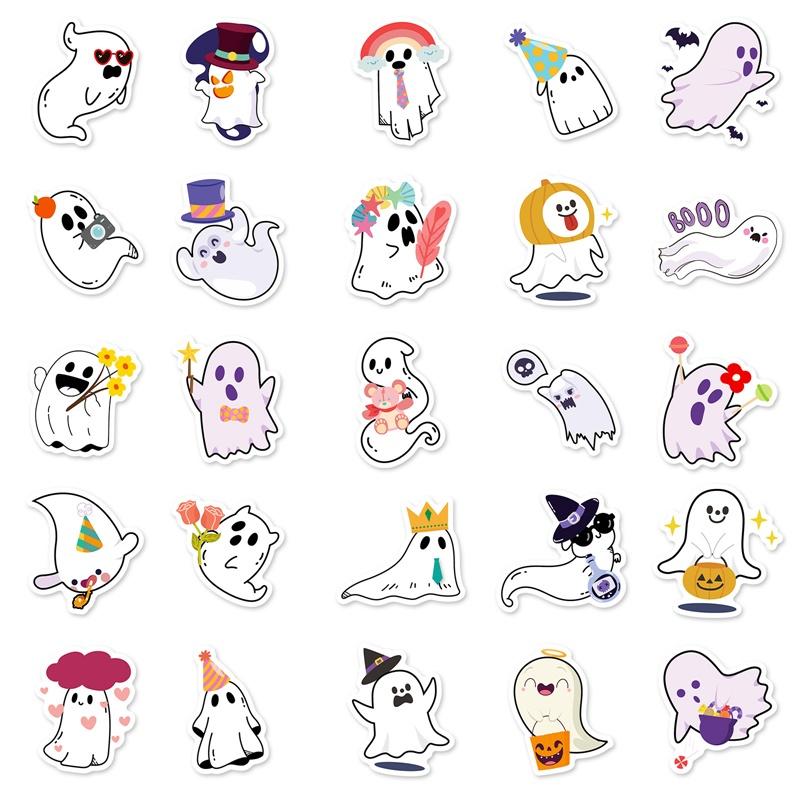 10/30/50PCS Cartoon Ghost PVC Sticky Sticker Aesthetic DIY Decoration Scrapbooking Hand Accounting Stationery Supplies