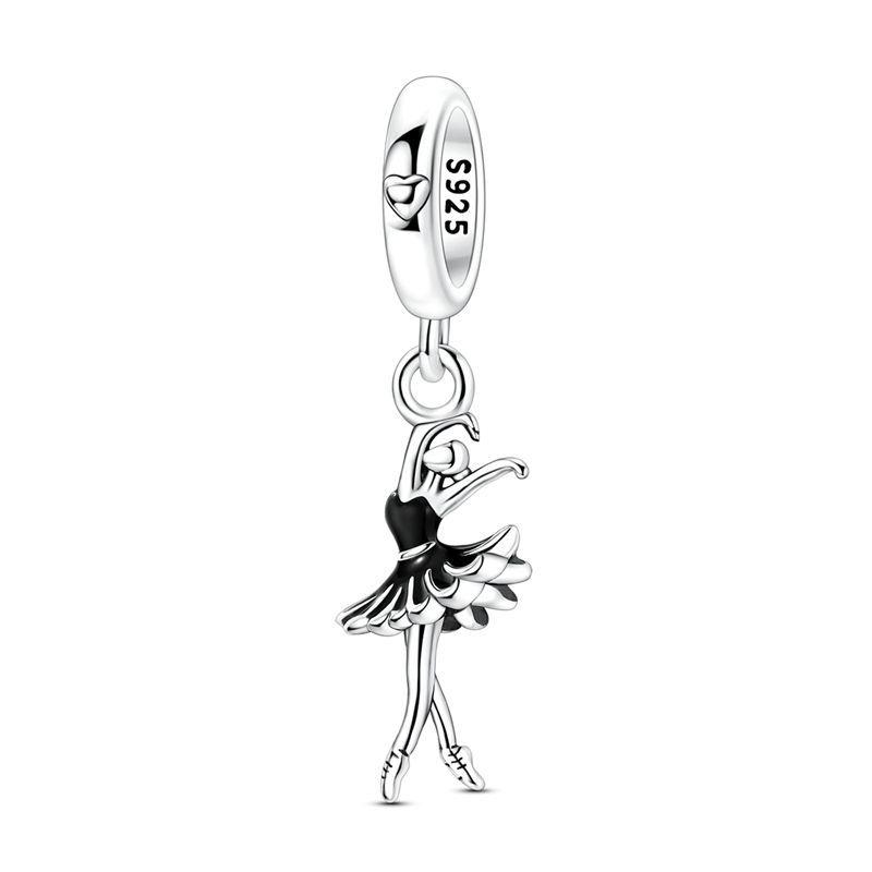 925 Silver Cute Fashion Lipstick High Heels Bag Charms Cartoon Pink Beads Pendant Fit Bracelet Jewelry Gift For Women