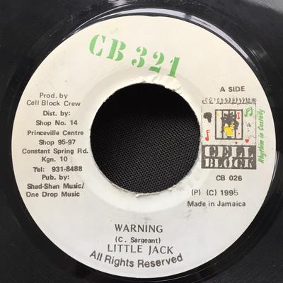 7-дюймовая пластинка LITTLE JACK, FRANKIE SLY - Warning/Looking Right CB026 Cell Block 321 1995 Ямайка Регги, Ска и Даб Б/У