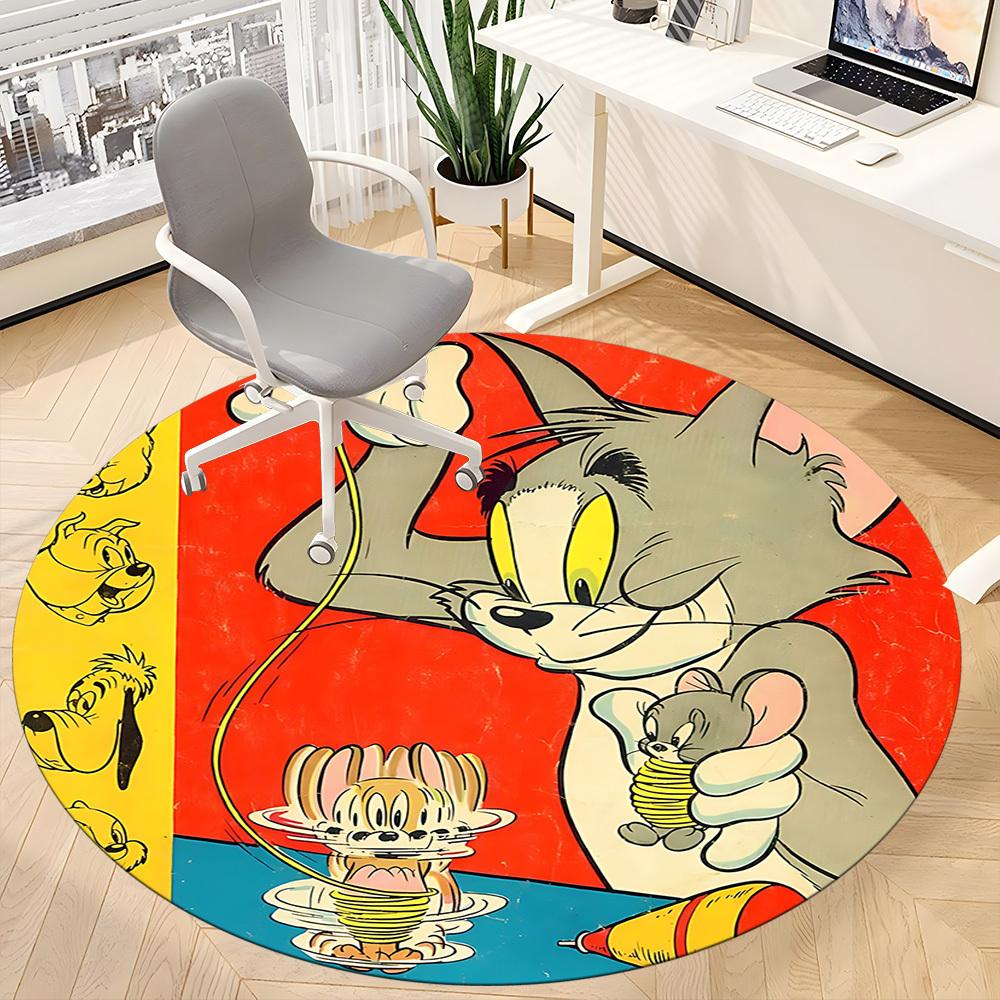 1pc Tom Jerry Office Round Area Rug, Under Office Chairs Bedroom Living Room Home Decor, Room Deco, Available in Various Sizes160