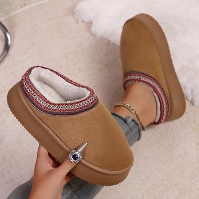 Мода 2025 Новые женские меховые тапочки Дизайнерские зимние сапоги для снега На толстой подошве Туфли для платья Тренд Удобные женские хлопковые туфли Шлепанцы Женские