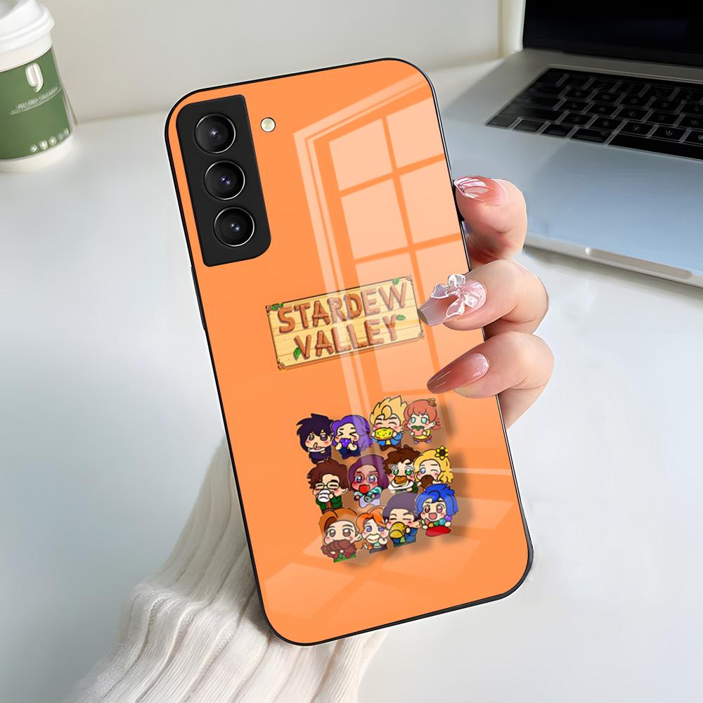 Чехол для телефона с игрой S-Stardew V-Valley Для Samsung S25 S24 FE S23 S22 S21 Plus S20 Ultra Note20Ultra Черная стеклянная крышка