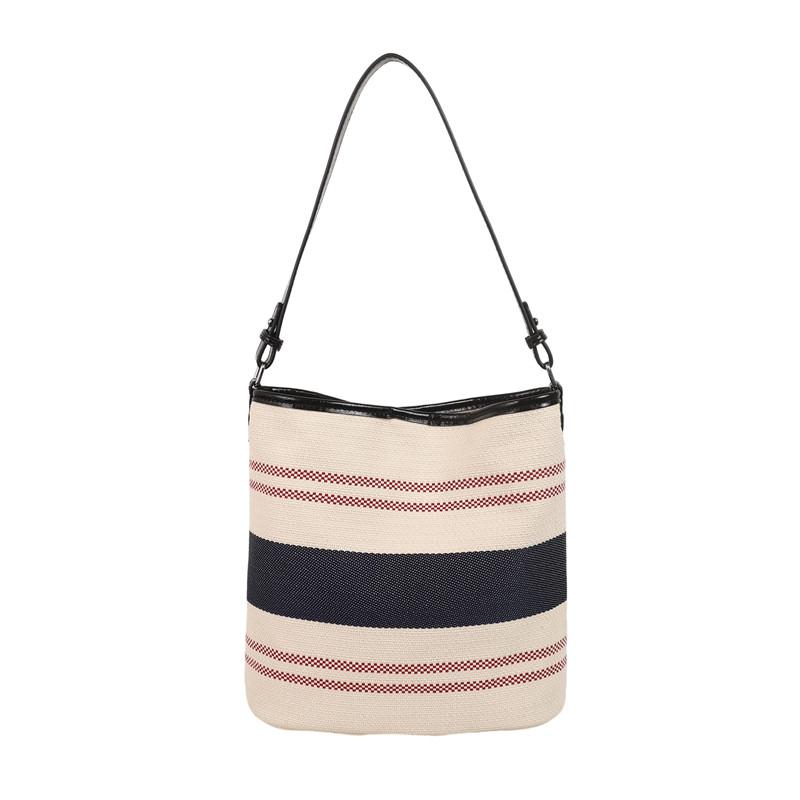 2025 Summer New Exquisite Striped Canvas Square Shoulder Bags Large Capacity High Quality Color Matching Handbags for Women