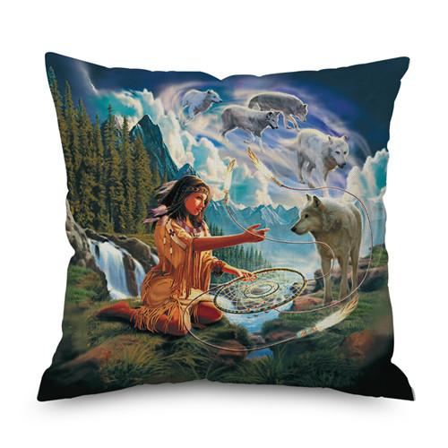 Животное волк дельфин Нордический короткий плюш Наволочка Полиэстер Декоративная наволочка для подушки Квадратный стиль-1