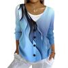 Women's Fashion Casual Knit Sweater Button-Up Floral Print Cardigan Jacket
