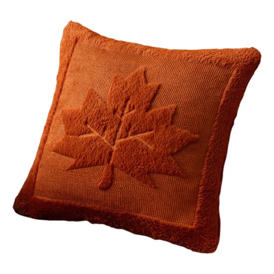 Fall Throw Pillow Cover 18"x18" Plush Pumpkin Pillow Cover Fluffy Maple Leaf Decorative Cushion Cover for Autumn Farmhouse Home Couch Sofa Bedroom Car