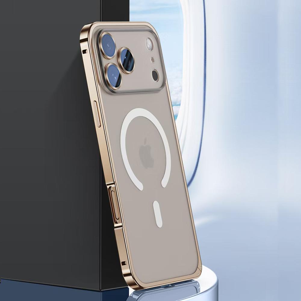 Luxury Aluminium Alloy For Magsafe Magnetic Metal Frame Case For iPhone 17 16 15 14 13 12 Pro Max Wireless Charging All Inclusive Cover