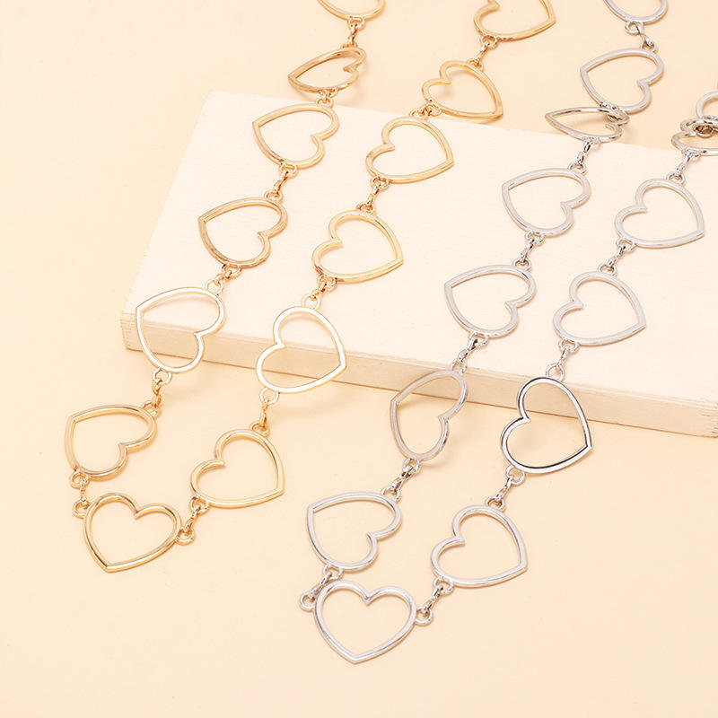 Gold Metal Belt Fashion Women's Silver Waist Chain Women's Heart Chain Belt Dress Accessories