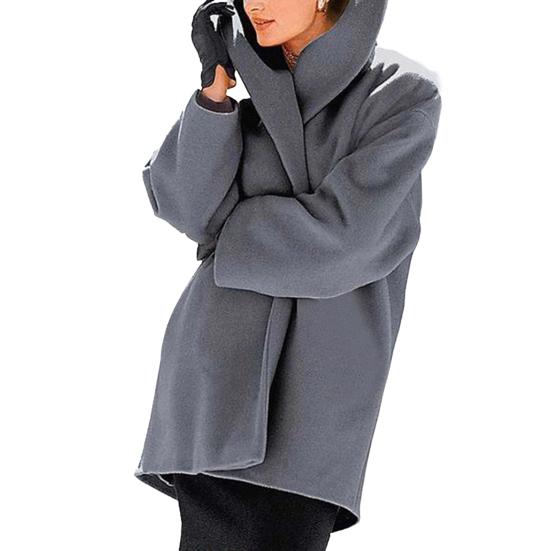 Женское пальто-тренч из смесовой шерсти с капюшоном, однобортное пальто-бушлат, осенне-зимнее, толстое