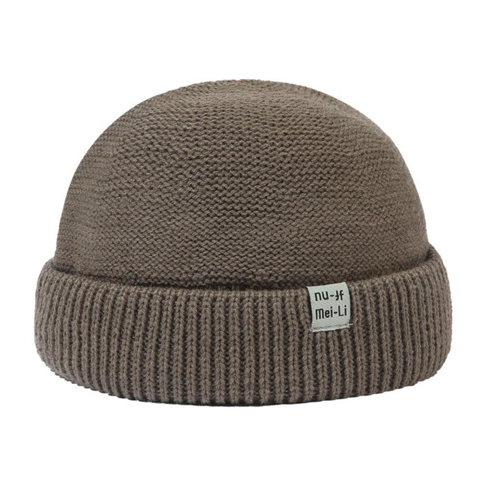 Wool Knit Brimless Cap Round Top Melon Cap Simple Fisherman Skullcap Autumn Winter