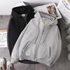 Men's Autumn and Winter Loose Casual Padded Sweatshirt Solid Color Hooded Zipper Jacket